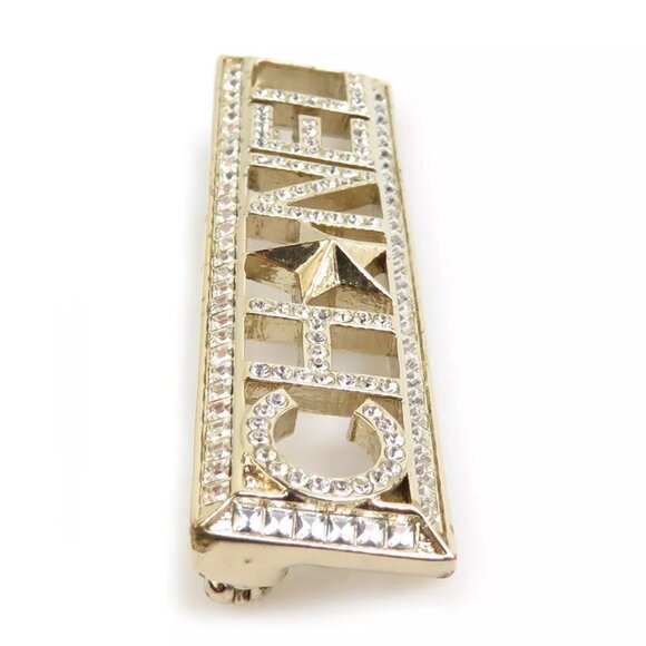 Auth CHANEL Logo Star Brooch Gold/Silver Metal/Rhinestone - Picture 14 of 16